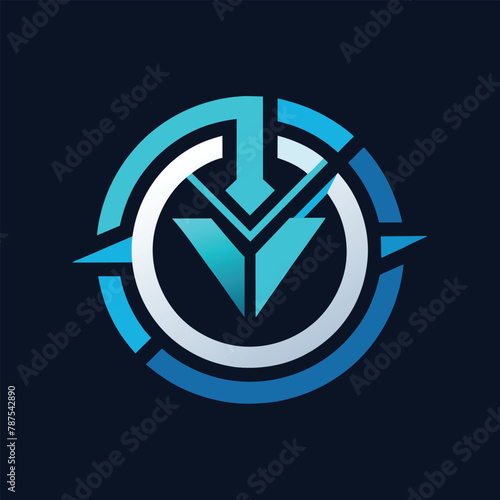 Blue and white logo featuring the letter V in the center, showcasing a sleek and contemporary design, Clean and modern design reflecting the power of technology