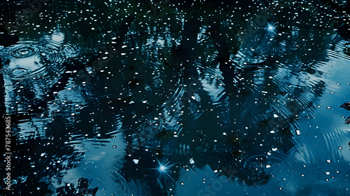 The surface of a quiet pond at night, reflecting the starry sky, long exposure to capture the starsa?? reflection and subtle movements of the water