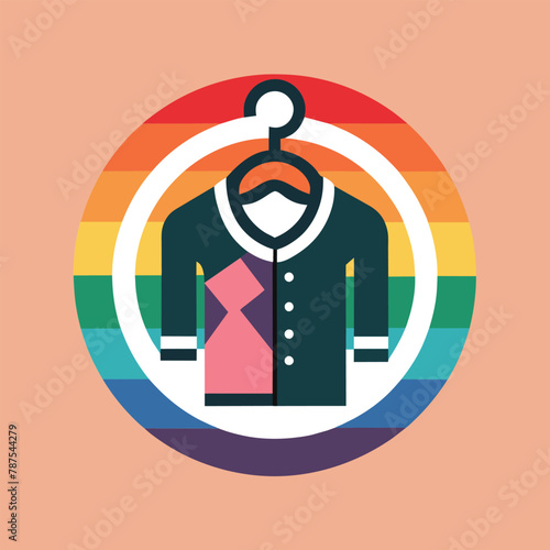 A person dressed in a suit and tie, Create a minimalistic logo for a gender-neutral clothing brand that promotes inclusivity