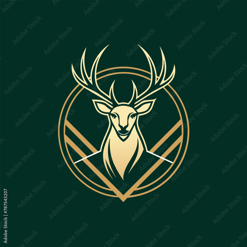 A minimalist line art deers head enclosed in a circle, set against a green background, Deer Hunt Wildlife Line Art Simple Logo, minimalist simple modern vector logo design A minimalist line art deers head enclosed in a circle, set against a green background, Deer Hunt Wildlife Line Art Simple Logo, minimalist simple modern vector logo design