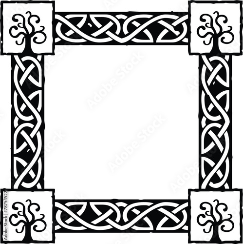 Black Small Square Celtic Border - Tree
