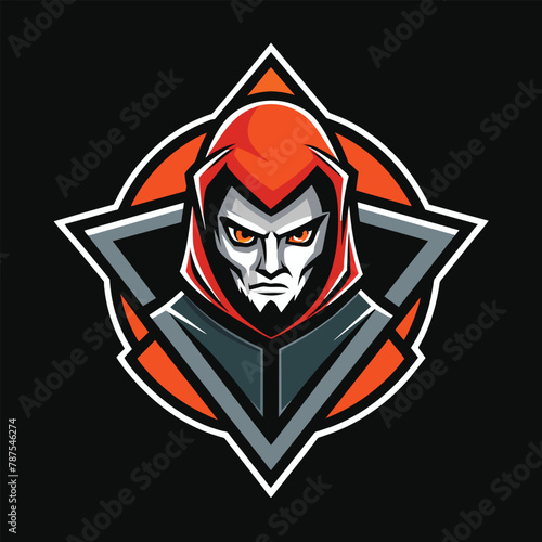 A man wearing a red hoodie with an evil expression on his face, Design a sleek and modern logo for a streetwear brand with a cult following
