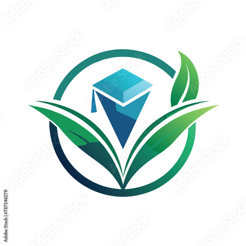 A sleek and modern logo featuring a green leaf design for a company, Design a sleek and modern logo for a virtual learning platform