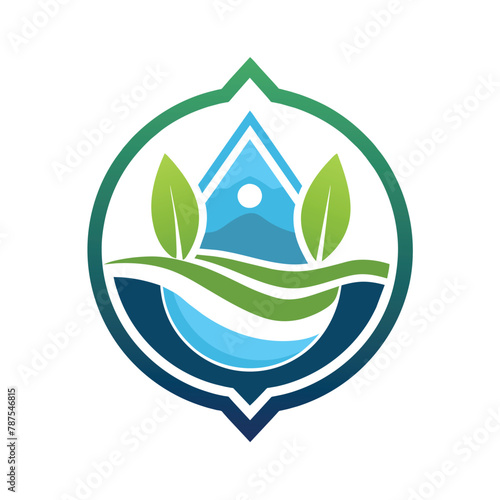 Logo design for a water company, featuring a minimalist emblem representing clean water and sustainability, Develop a minimalist emblem for a charity supporting clean water initiatives