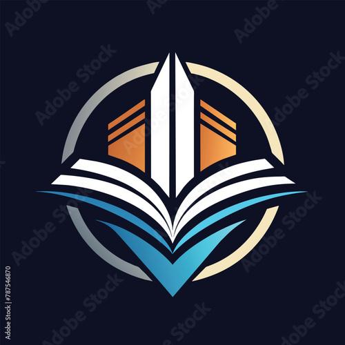 An open book resting on top of another closed book, showing pages and cover, Develop a minimalistic logo for a leading publishing company