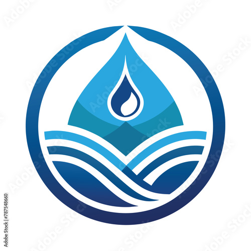 A blue water drop with waves swirling inside, creating a mesmerizing pattern, Generate a minimalist symbol for a gourmet food delivery service