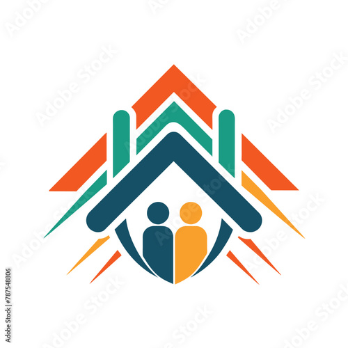 A house filled with a smiling family enjoying time together, Generate a simple icon for a community initiative aimed at reducing homelessness