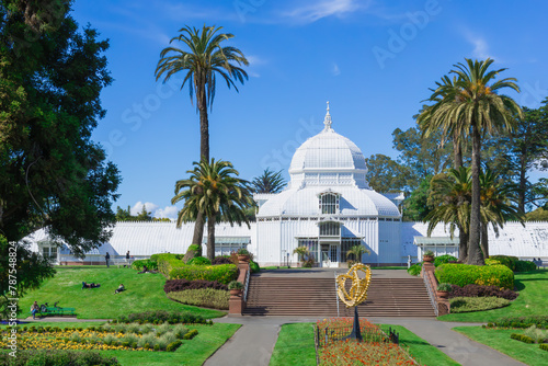 Golden Gate Park, San Francisco, California. The white domed building is the Conservatory of Flowers. 