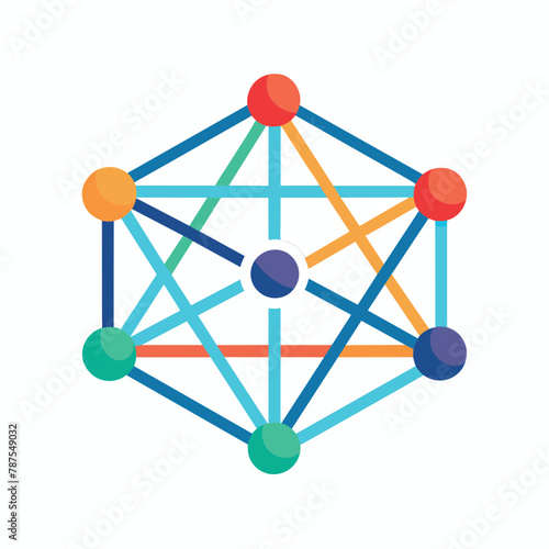 A cube containing three balls, representing geometric shapes for network connectivity, A geometric shape representing connectivity and innovation