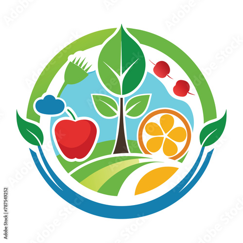 A logo design for a healthy food company, featuring fresh and vibrant elements to convey a natural and healthy image, Healthy Nature food logo designs concept vector