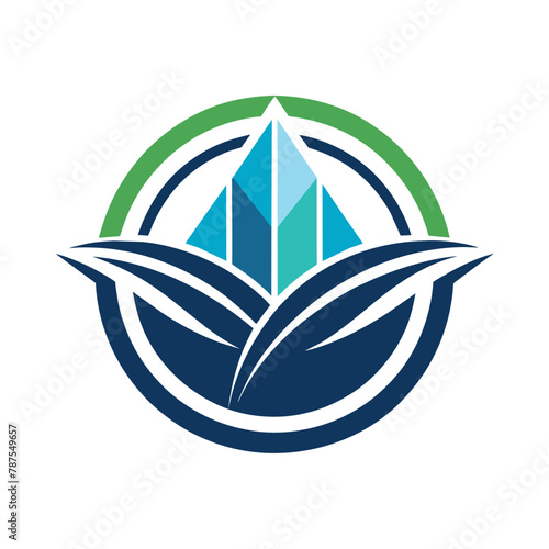 A logo featuring blue and green leaves in a simple and elegant design, Keep the design clean and uncluttered to ensure a strong, impactful logo