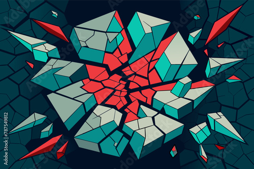 Fractured vector pattern representing fragmentation and disintegration vector background