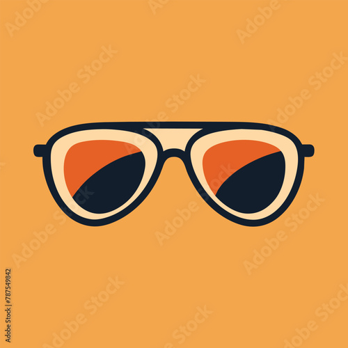 A pair of sunglasses with orange and black frames, showcasing a chic and stylish design, Make a minimalist logo showcasing a chic pair of sunglasses