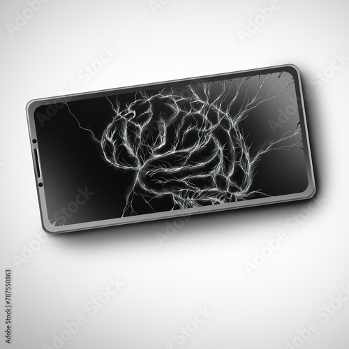 Smartphone Brain Effect and cell phone as a Mental Illness issue or internet addiction or Smartphone risk to affecting the human brain and issues of anxiety or social media caused stress or depression