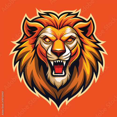 A lions head with its mouth open in a powerful roar, showcasing strength and power, Sporty Lion Mascot Illustration, A sporty and dynamic illustration of the lion mascot head