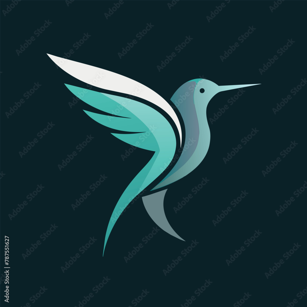 A bird with a long beak and wings gracefully glides through the air, Subtle and elegant logo featuring a hummingbird silhouette A bird with a long beak and wings gracefully glides through the air, Subtle and elegant logo featuring a hummingbird silhouette