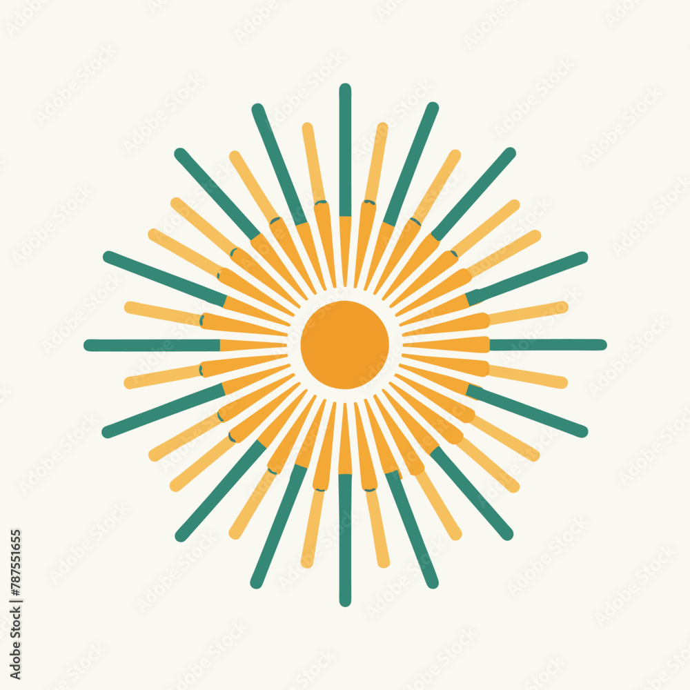 A vibrant orange and green sunburst stands out against a clean white background, creating a striking visual contrast, Sunburst design with clean lines and minimal color palette A vibrant orange and green sunburst stands out against a clean white background, creating a striking visual contrast, Sunburst design with clean lines and minimal color palette