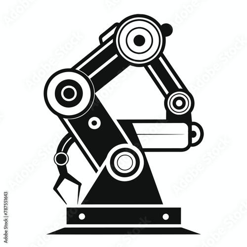 A detailed view of a black and white microscope  focusing on its intricate design and features  Stylized blueprint of a robotic arm in black and white  minimalist simple modern vector logo design