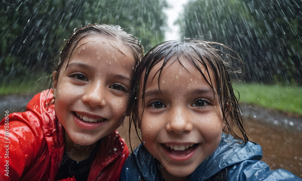 children's day children having fun in the rain children's day children having fun in the rain