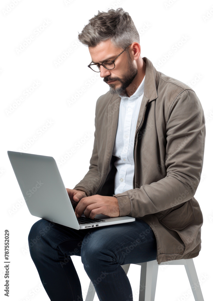 PNG Man using laptop portrait computer sitting. PNG Man using laptop portrait computer sitting.