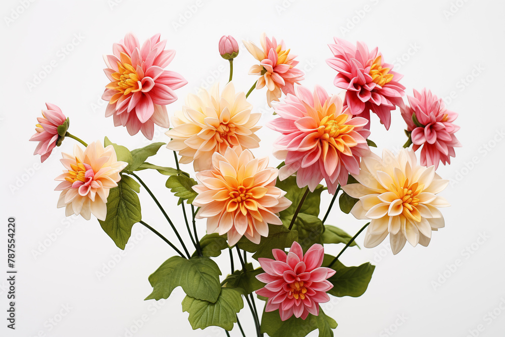Obraz premium Flowers on white background. Topics related to flowers. Jobs related to flowers. Flower news. Spring and summer season. Image for graphic designer.