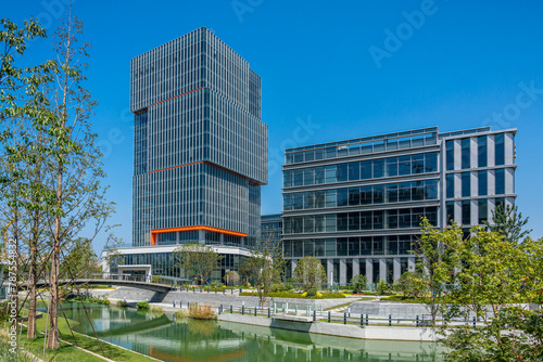 A modern business building in Xinwu District, Wuxi City, Jiangsu Province, China, August 3, 2022 photo