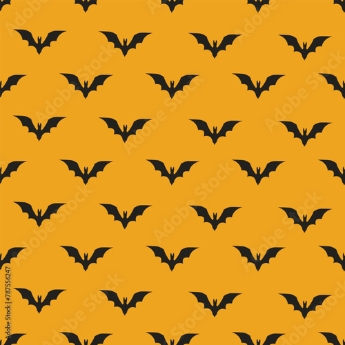 Halloween seamless pattern with bats. Vector illustration.