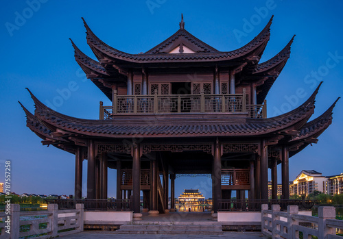 Ancient building pavilion in Sunac Cultural Tourism City, Wuxi, China