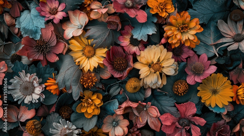 Top down image of dried flowers
