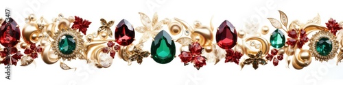 border garland made of treated precious stones. scattered emerald, garnet, cubic zirconia, diamond, topaz. frame. decoration. jewelry bracelet