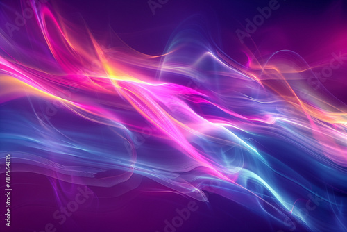 Bright and dynamic light paths in various shades of pink, purple and blue. Abstract art.