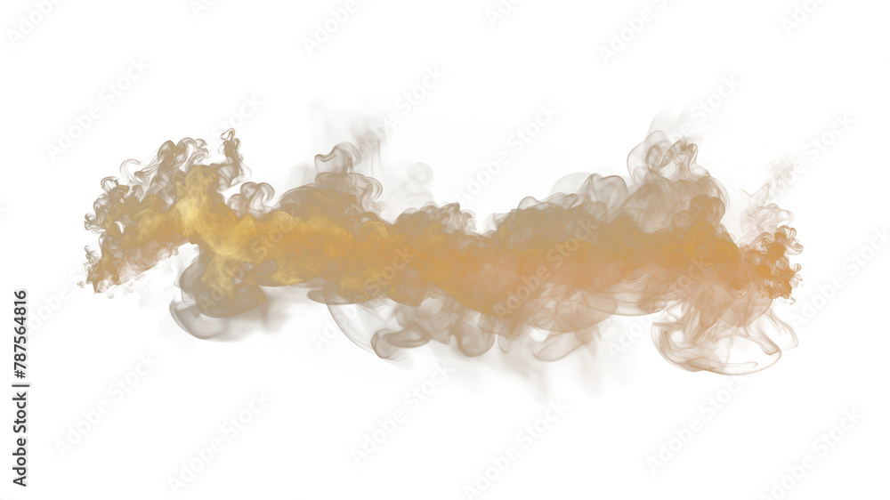 Fototapeta premium PNG Gold frame smoke cloud black background. 