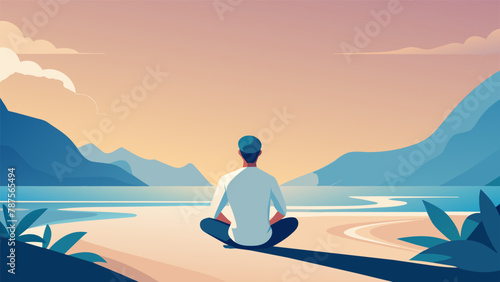 A graphite sketch of a man meditating on a beach emphasizing the importance of mindfulness and mental wellbeing for retirees.