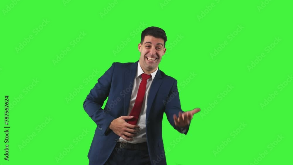 Laughing Businessman in Suit with Hand on Chest Green Screen Chroma Key Laughing Businessman in Suit with Hand on Chest Green Screen Chroma Key