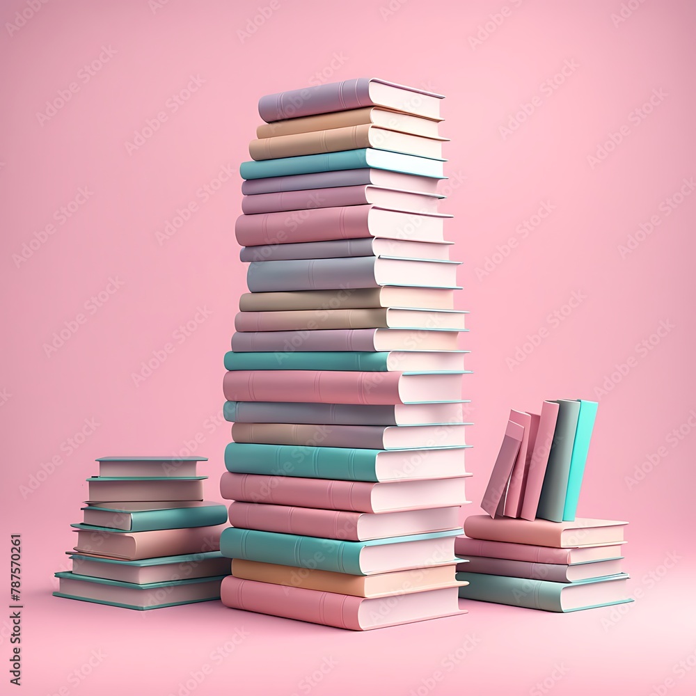 Stack of books pastel book library and education concept on pink background 3D rendering
Stack of books pastel book library and education concept on pink background 3D rendering