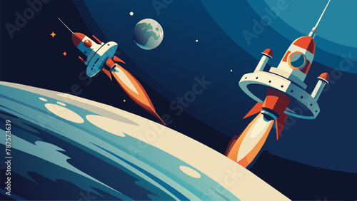 High above the Earth two rival spacecrafts circled in a neverending race to reach the furthest reaches of space. The teams on board worked