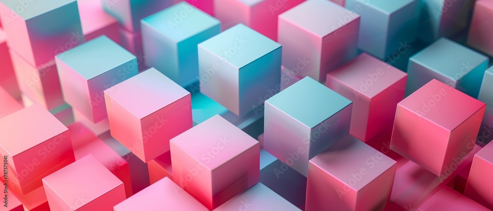 3D geometric cubes in pastel colors 3D geometric cubes in pastel colors