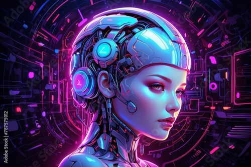  Intelligence artificielle  AI  IA  android  robot  ordinateur intelligent  Processus d apprentissage automatique  Concept des technologies informatiques modernes  circuit intelligent