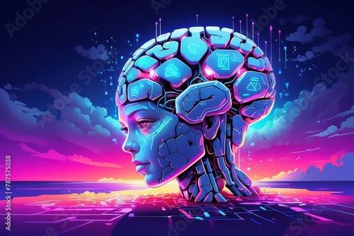 Wallpaper Mural  Intelligence artificielle, AI, IA, android, robot, ordinateur intelligent, Processus d'apprentissage automatique, Concept des technologies informatiques modernes, circuit intelligent Torontodigital.ca