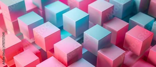 3D geometric cubes in pastel colors