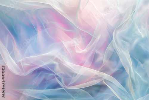 Translucent flowing fabric in pastel shades of pink and blue.