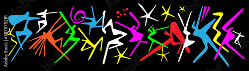 Dancing people silhoettes abstract vector illustration