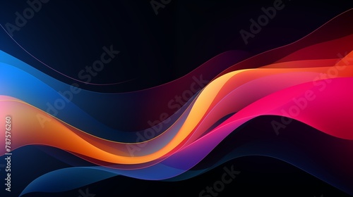 Dynamic Multicolored Abstract Wave Design on a Dark Background.