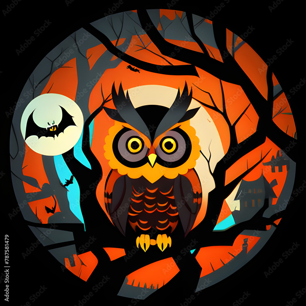 halloween background with owl