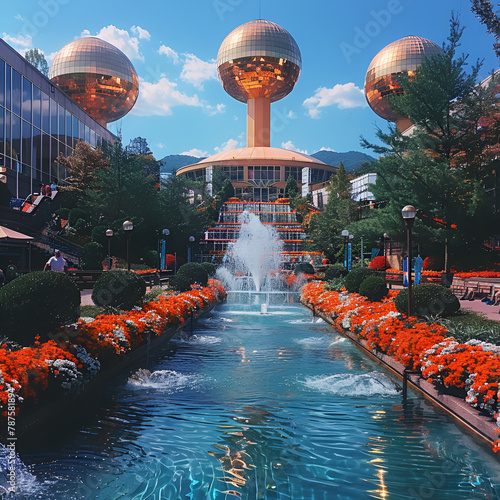 Knoxville Tennessee USA Downtown at World's Fair,
fountain in park