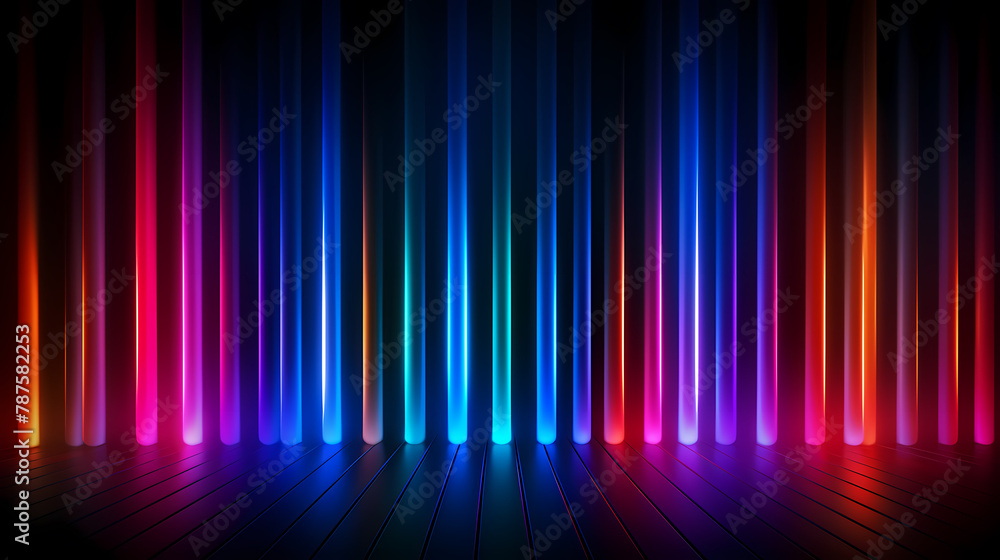 Abstract neon light with glowing vertical lines