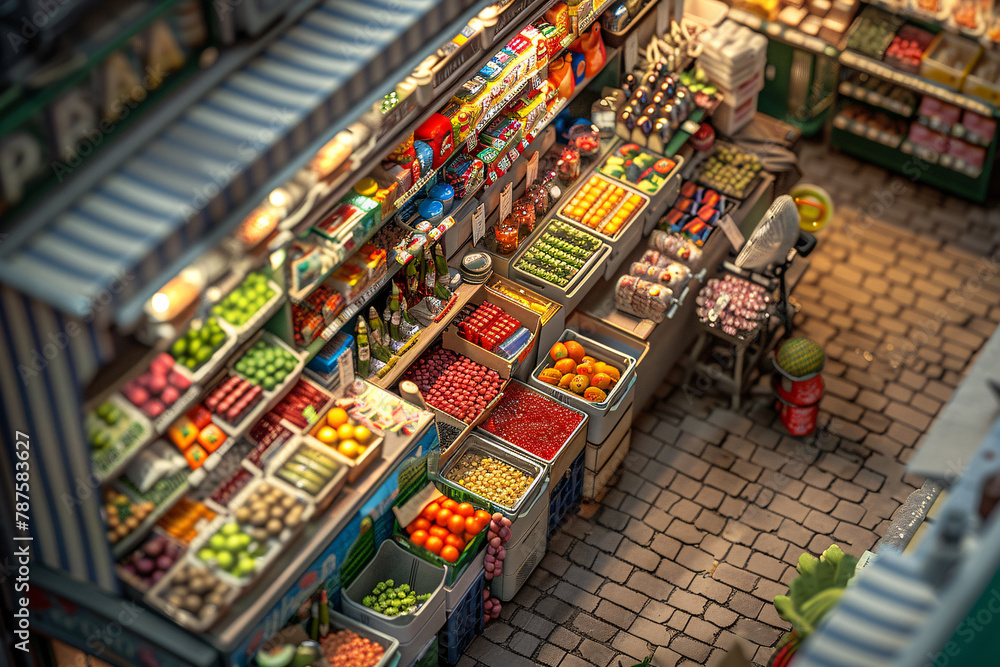 Naklejka premium Colorful Supermarket Shopping Cart in Istanbul Market