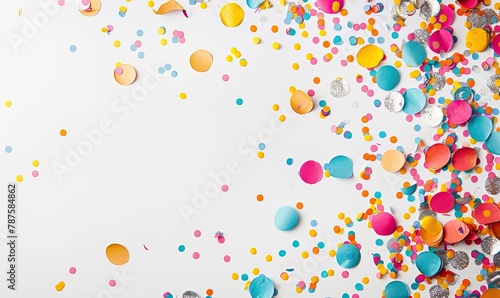 Colorful Confetti in front of White Background. High quality AI generated image