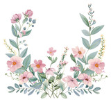 PNG Ribbon with wildflower border pattern plant white background