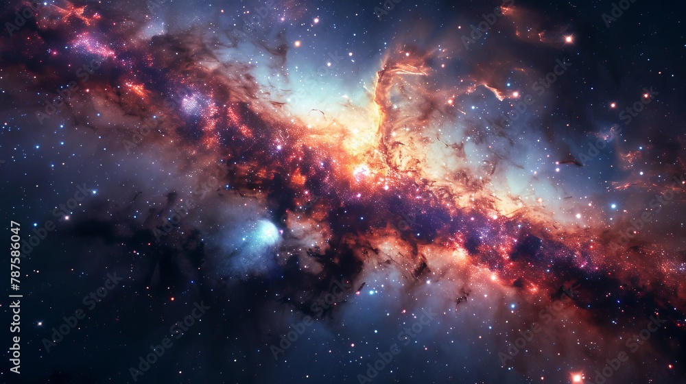 Cosmic scenery of starry deep space nebula